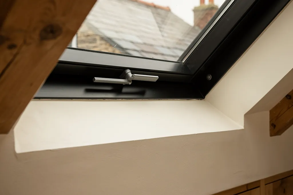 Detail of a conservation rooflight glazing bar from inside